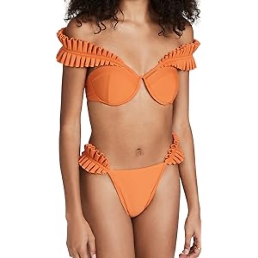 NWT Andrea Iyamah Orange Ruffled Bikini Set